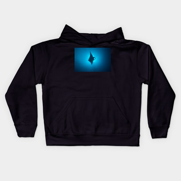 Manta Ray Gliding Through A Sunburst Kids Hoodie by jbbarnes